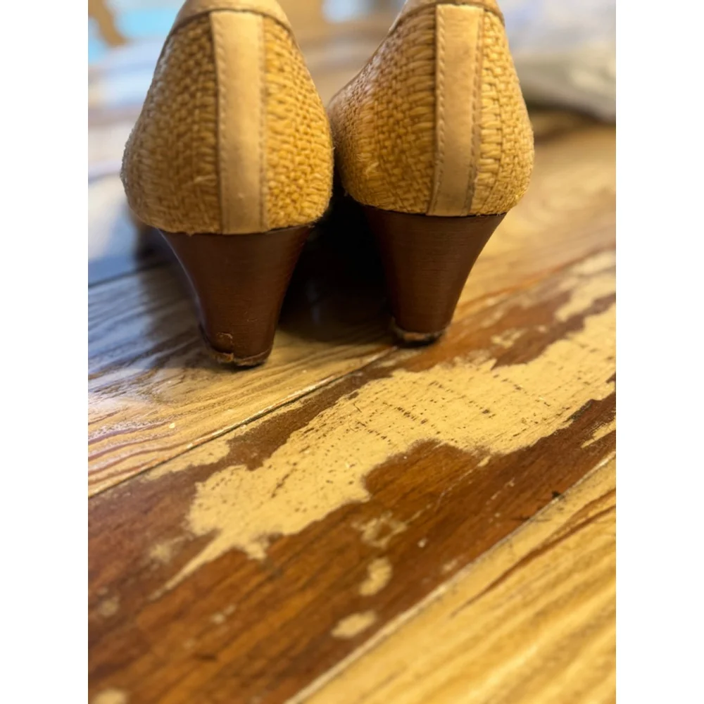 TORY BURCH | Beige Woven Wedge Pumps Size 10